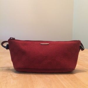 GUCCI Red Fabric Black Hardware Small Pouch